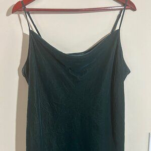 Banana Republic Velvet Slip Dress Dark Green Sleeveless Sz L P